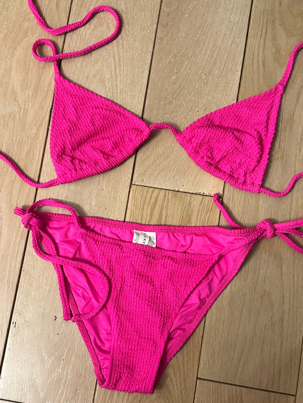 Lucky Brand Bright Pink Swim Bikini Set